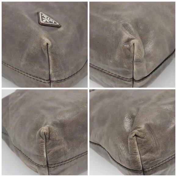 PRADA Hand Bag Leather 2way Gray Silver Auth ar13717 - Picture 14 of 16